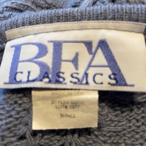 BFA Classics Small Long Sleeve Blue Cable Knit Sweater with Border - Picture 4 of 4
